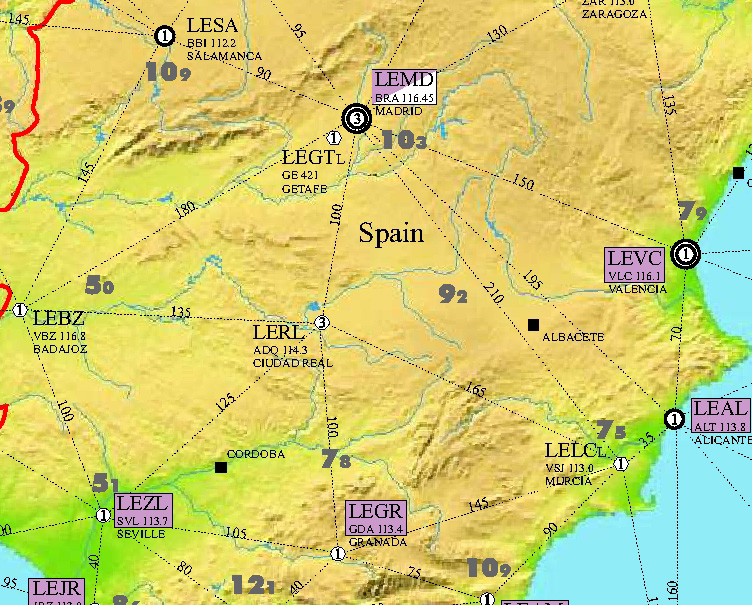 Section of tailored Spain airport chart